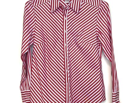 Vintage Yves St. Claire Womens Size 10 Red White Striped Blouse Button-Up Pre-Owned Hot on Sale