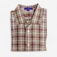 Alan Flusser Men s Brown & White Plaid Dress Shirt - Size XL - Long Sleeve Button-Up For Cheap