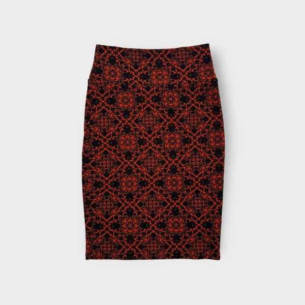 LuLaRoe Cassie Pencil Skirt | XS (2-4) | Orange black | Damask | NWT For Sale