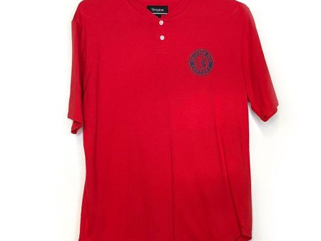 Brixton MFG Company Mens Size L Red Mesh Henley T-Shirt S s Pre-Owned Discount