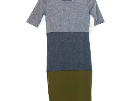 LuLaRoe Julia Bodycon Dress | XXS (00-0) | Gray Green | Colorblock | NWT For Sale