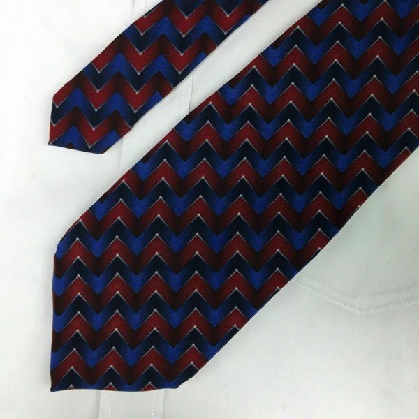 Dancing Bear Grateful Dead Mens Red & Blue Chevron Print 100% Silk Neck Tie 58” Fashion