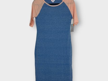 LuLaRoe Julia Bodycon Dress | S (4-6) | Blue Peach | Colorblock Raglan | NWT Fashion