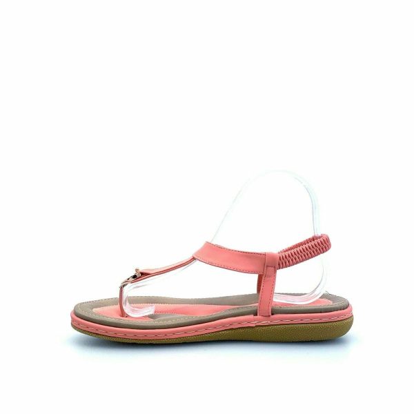 Kuidfar Women Flat Cushioned Slip-On Elastic Strap Sandals, Coral Pink - Size 10 Discount