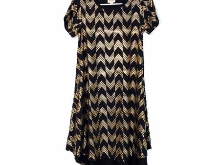 LuLaRoe Women Carly Dress | XXS | Black Gold Chevron | ELEGANT | New Online