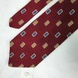 Paul Fredrick Mens Red Textured Stripe W  Blue & Gold Block Italian Silk Tie Online