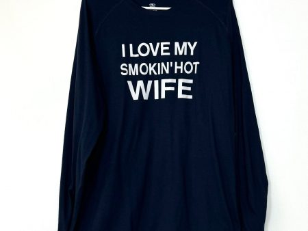 ‘I Love My Smoking Hot Wife’ | Mens L s Loose Fit T-Shirt | Color: Blue | Size: L Online Hot Sale