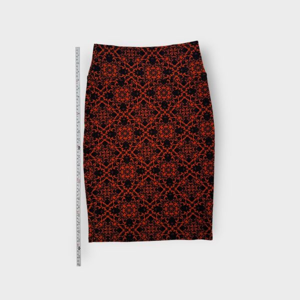 LuLaRoe Cassie Pencil Skirt | XS (2-4) | Orange black | Damask | NWT For Sale