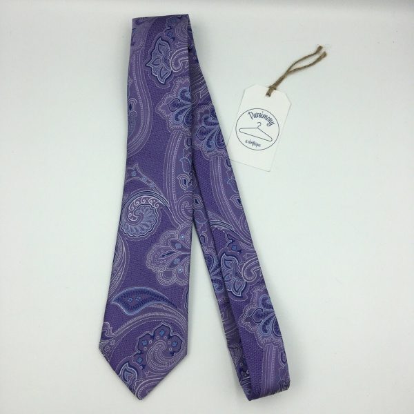 New Jos A Bank Mens Purple Paisley Necktie Tie One Size 54” $79 on Sale