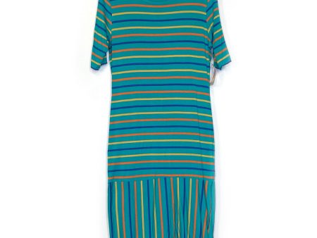 LuLaRoe Julia Bodycon Dress | M (8-10) | Green Orange Blue | Striped | NWT Online Hot Sale