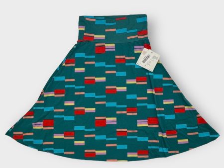 LuLaRoe Azure Skirt | S (2-4) | Green Multicolor Geometric | A-Line | NWT on Sale