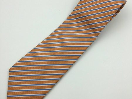 Tasso Elba Spa Mens Pastel Orange And Blue Striped 100% Silk 58” Necktie Hot on Sale