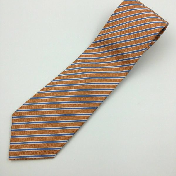 Tasso Elba Spa Mens Pastel Orange And Blue Striped 100% Silk 58” Necktie Hot on Sale