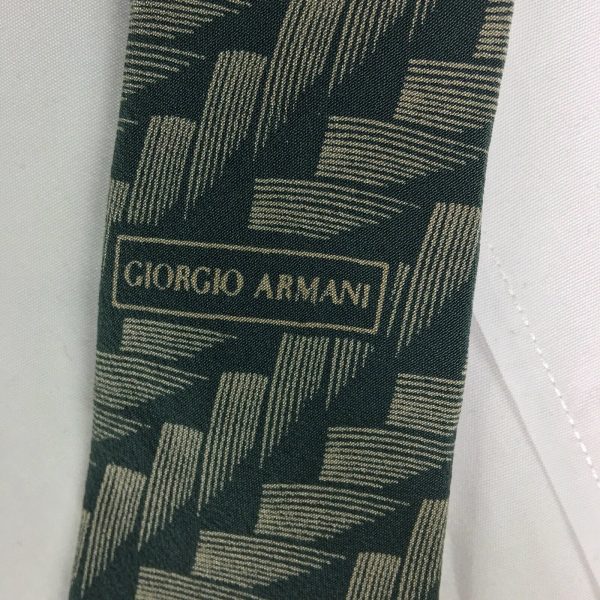 GIORGIO ARMANI Mens Cravatte Green Brushstroke Print 100% Italian Silk Neck Tie 56” Fashion