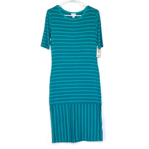 LuLaRoe Julia Bodycon Dress | M (8-10) | Green Green | Striped | NWT For Cheap