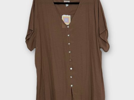 LuLaRoe Vault | SHANNAH V-Neck Button Down Shirt | 2XL | Brown | S s | NWT For Cheap