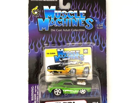 Muscle Machines  70 Cuda Diecast Car – Vintage 1:64 Scale Collectible for Adult Enthusiasts – Green Model #00-4 on Sale