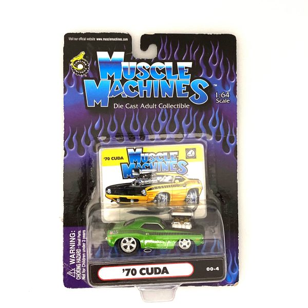 Muscle Machines  70 Cuda Diecast Car – Vintage 1:64 Scale Collectible for Adult Enthusiasts – Green Model #00-4 on Sale