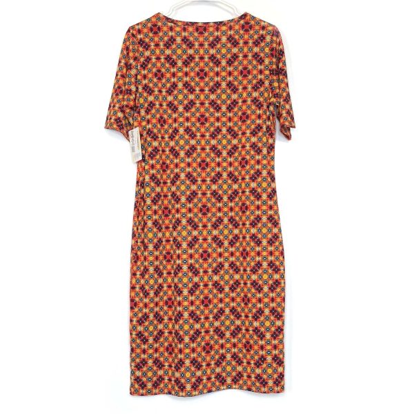 LuLaRoe Julia Bodycon Dress | L (12-14) | Red Orange | Geometric | NWT Cheap