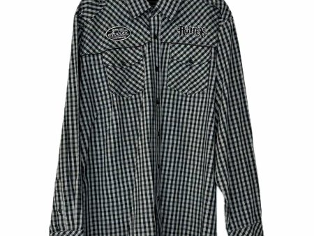 Avirex | Embroidered Box Check Button-Up Shirt | Size: 2XL | Color: Black Gray | Pre-Owned Discount