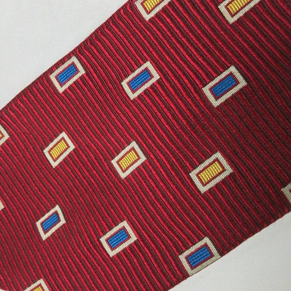 Paul Fredrick Mens Red Textured Stripe W  Blue & Gold Block Italian Silk Tie Online