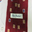 Paul Fredrick Mens Red Textured Stripe W  Blue & Gold Block Italian Silk Tie Online