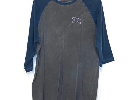 Authentic Pigment  Sigma Chi  Mens Size XL Blue Gray Raglan T-Shirt ¾ Sleeve Pre-Owned Sale