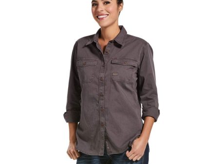 Ariat Womens Rebar Washed Twill Work Shirt Size XL Gray Button-Up L s NWT For Discount