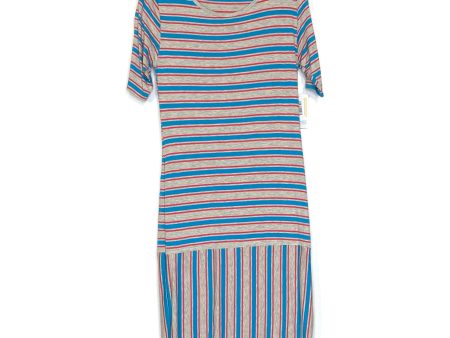 LuLaRoe Julia Bodycon Dress | M (8-10) | Gray Blue Red | Striped | NWT Discount