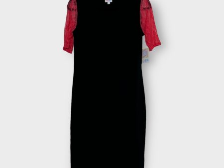 LuLaRoe Julia Bodycon Dress | S (4-6) | Black Red | Colorblock Lace Sleeves | NWT Cheap