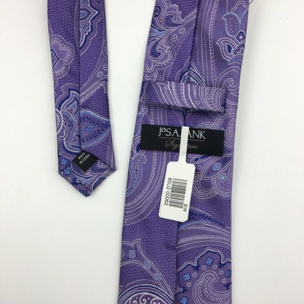 New Jos A Bank Mens Purple Paisley Necktie Tie One Size 54” $79 on Sale