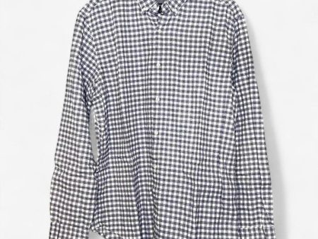 Banana Republic Men s Luxe Flannel Shirt - Gray and White Box Check, Camden Fit, Size L Fashion