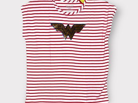 Wonder Woman Girls Short Sleeve Red Flip Sequin Tee Shirt T-Shirt NWT Cheap