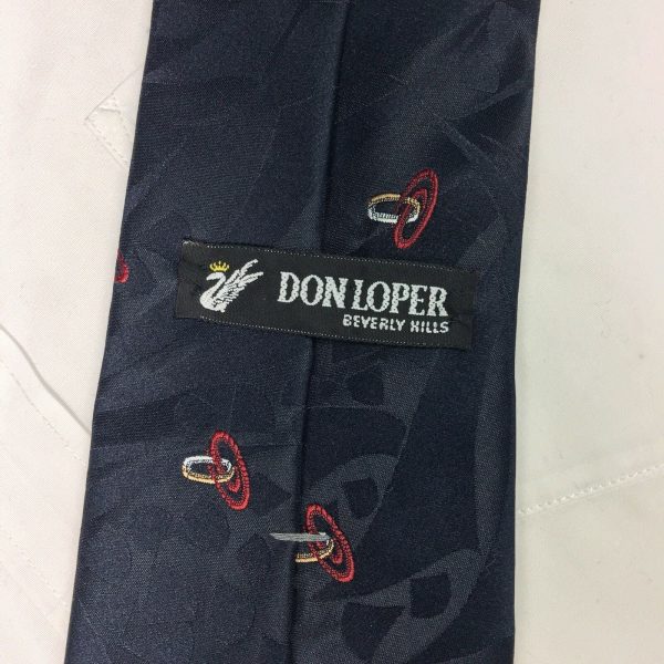 Don Loper Beverley Hills Mens Deep Blue Patterned Polyester Silk Neck Tie Sale