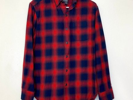 Bonobos Mens Size XS Red Blue Geometric Plaid Shirt Flannel Button-Up L s Pre-Owned Fashion