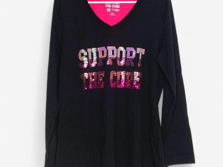 Breast Cancer Awareness Women s Long Sleeve V-Neck T-Shirt - Support the Cure - Black XL Supply