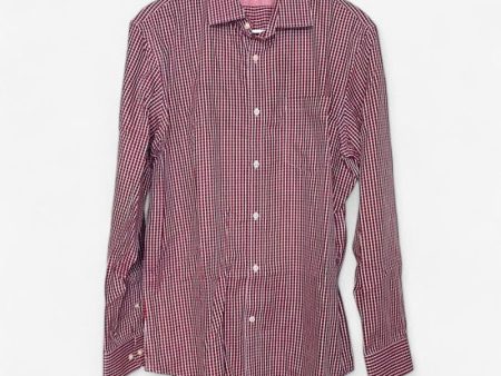 Banana Republic Men s Red and White Plaid Classic Fit Long Sleeve Dress Shirt - Size L Online