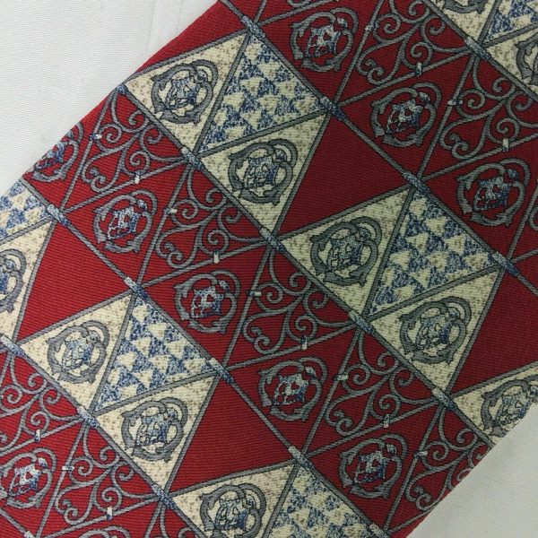 METROPOLITAN MUSEUM OF ART Mens Necktie Red Triangle Gate Pattern Silk Tie 56.5” Cheap