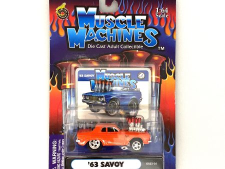 Muscle Machines Diecast Car – Vintage 1963 Savoy Collectible for Adult Collectors – 1:64 Scale Model in Stunning Orange on Sale