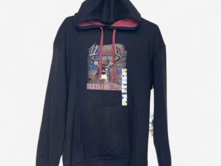 Buckhorn River Men s Black American Flag Stag Graphic Hoodie - Size L - NWT Online Hot Sale