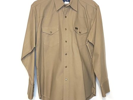 Wrangler Men s Beige Snap-Up Western Shirt - Long Sleeve - Size L For Cheap