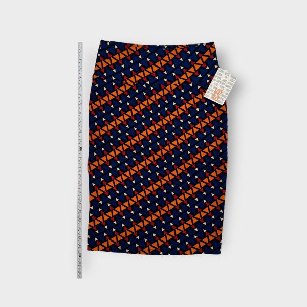 LuLaRoe Cassie Pencil Skirt | XS (2-4) | Blue orange red | Geometric Triangles | NWT Discount