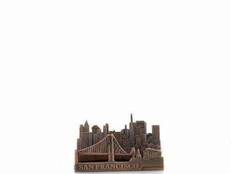 Vintage San Francisco Skyline Business Card Holder, Brass - Felt Lined Online Hot Sale