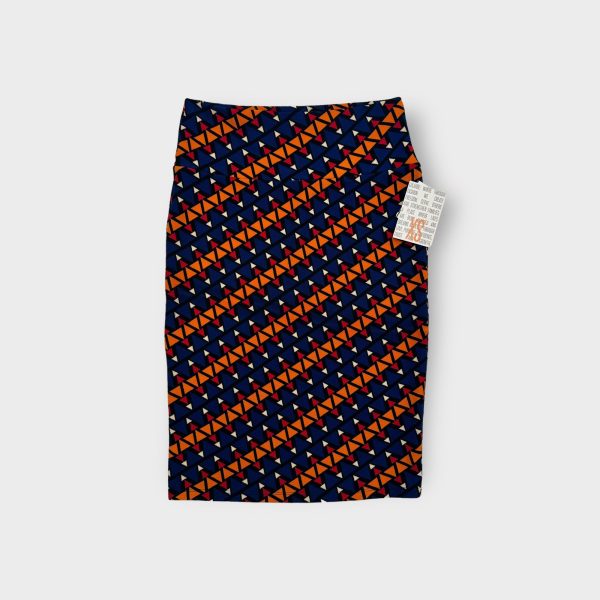 LuLaRoe Cassie Pencil Skirt | XS (2-4) | Blue orange red | Geometric Triangles | NWT Discount