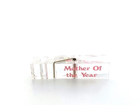 Vintage Lucite Clothes Pin Desk Paperweight “Mother of the Year” Office Decor Discount