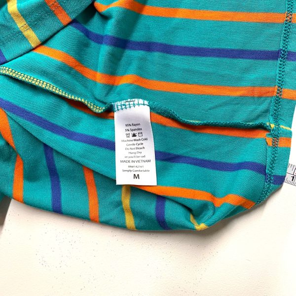 LuLaRoe Julia Bodycon Dress | M (8-10) | Green Orange Blue | Striped | NWT Online Hot Sale