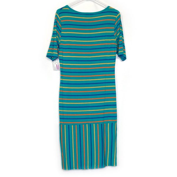 LuLaRoe Julia Bodycon Dress | M (8-10) | Green Orange Blue | Striped | NWT Online Hot Sale