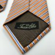 Tasso Elba Spa Mens Pastel Orange And Blue Striped 100% Silk 58” Necktie Hot on Sale