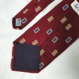 Paul Fredrick Mens Red Textured Stripe W  Blue & Gold Block Italian Silk Tie Online