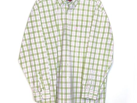 Wrangler George Strait Size XL Pink Green White Plaid Western Shirt Button-Down L s For Discount